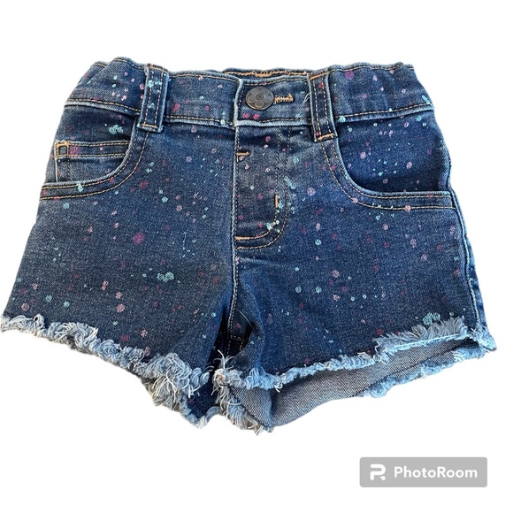 Garanimals Denim Raw Hem Splatter Adjustable Waist Snap Closure Jean Shorts 2T - Picture 1 of 3